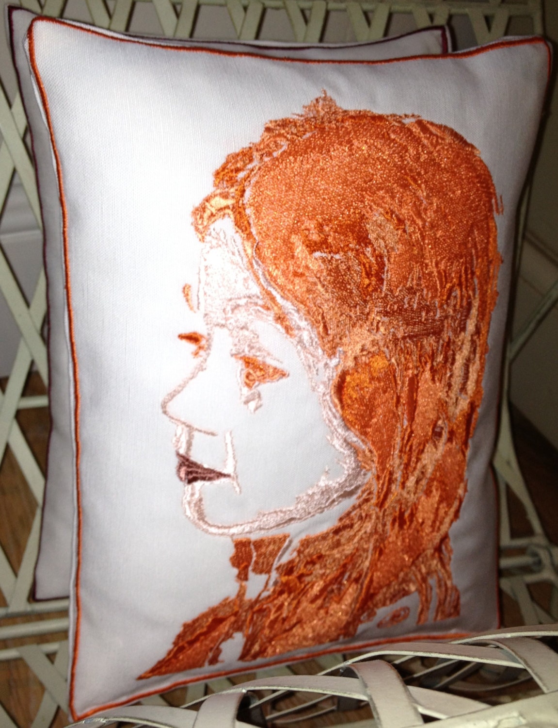 Portrait/Silhouette, Custom Artistic Embroidery - Throw Cushion