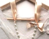 Carrie Bradshaw Inspired Pearl Necklace In  Peach Cream Satin  Ribbon