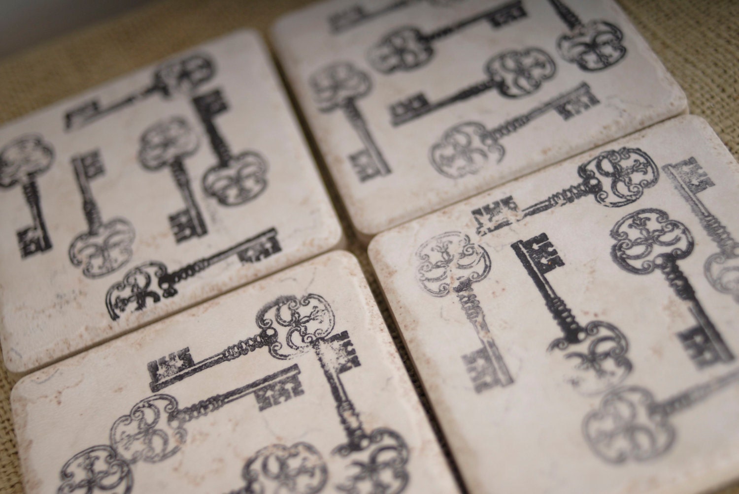 Vintage Key Stamped Coasters