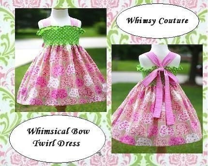 On Sale Today Reg 8.00 WHIMSY COUTURE sewing pattern tutorial for WHIMSICAL BOW TWIRL DRESS