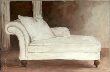 CHAISE LOUNGE Small Practice Painting by Lindy 6x9
