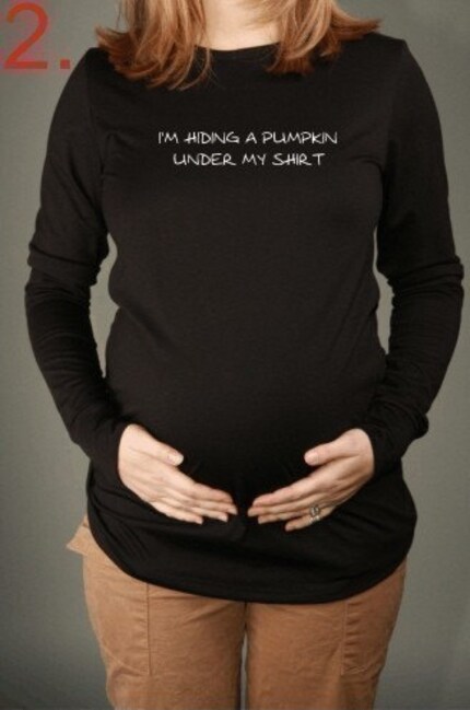 I'M HIDING A PUMPKIN UNDER MY SHIRT - Black Long Sleeve Maternity Tshirt, S, M, L or XL