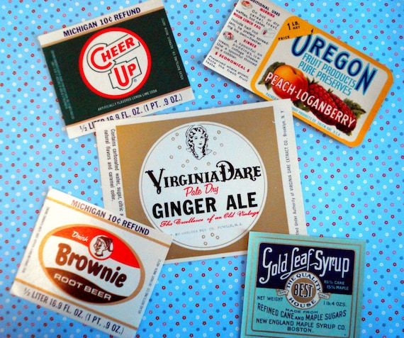 5 Vintage Soda and Fruit Labels