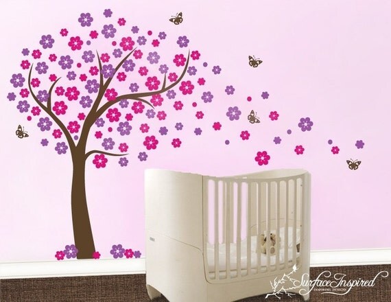 Big Blowing Cherry Blossom Tree Wall Decal - Adorable Designs by Surface Inspired