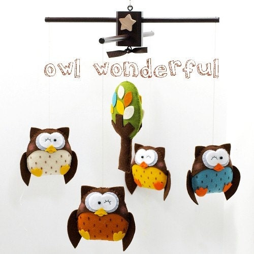 READY TO SHIP NOW OWLS WONDEFUL with LEAFY TREE MOBILE premium design - Upgrade Priority Shipping