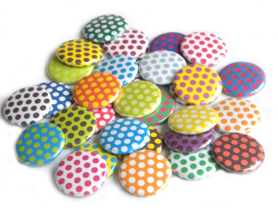 25 Assorted Polka Dot Flat Back Buttons