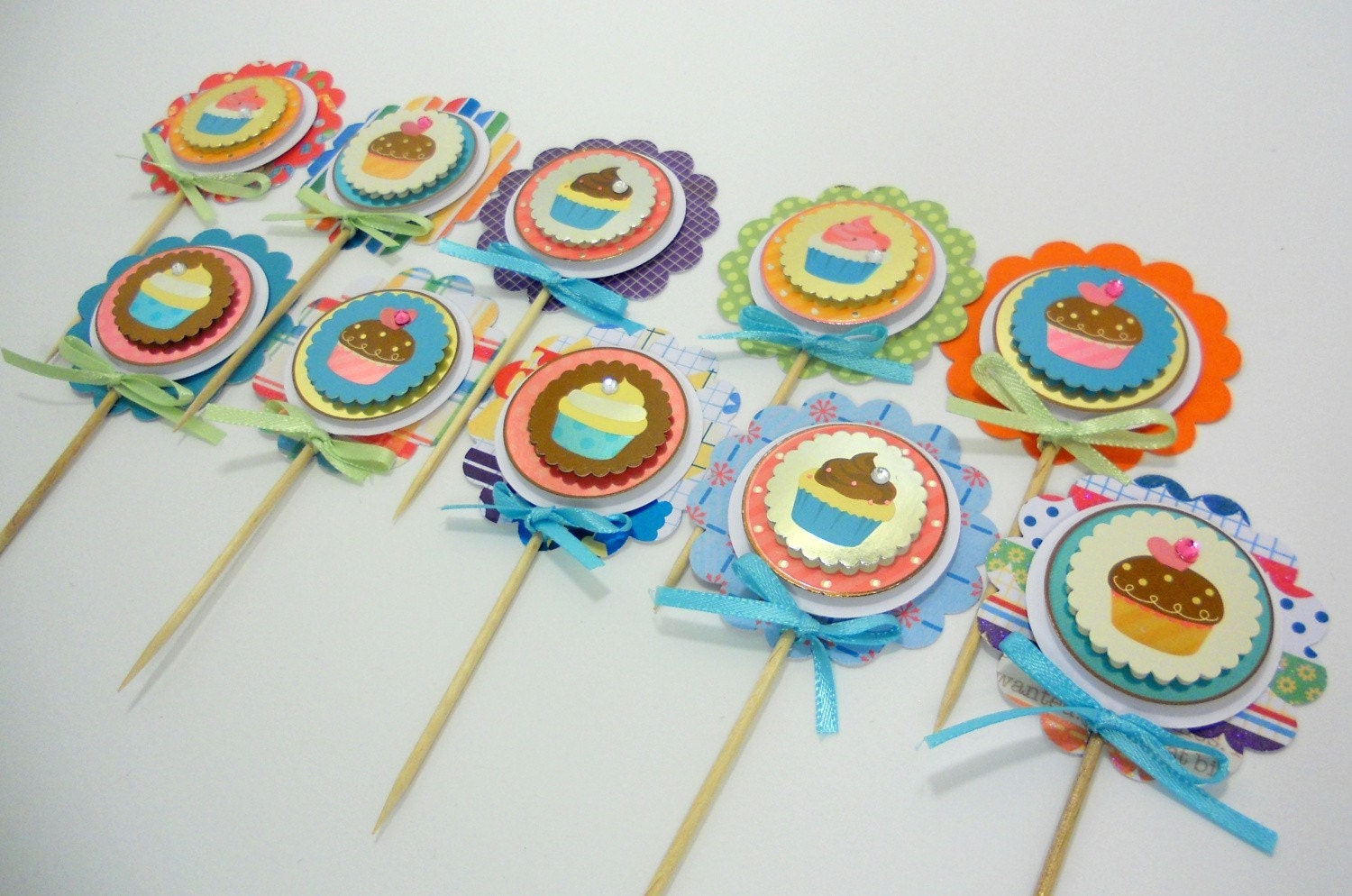 Birthday Themed Cupcake Toppers - Set of 10