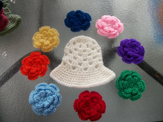 1-3 Years - White Summer Fling Sun Hat with Your Choice of 3 Detachable Flower Clips