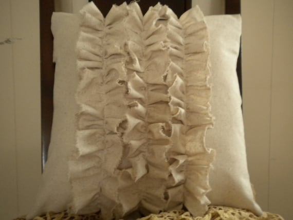 16x16 Osnaburg Ruffle Pillow Cover