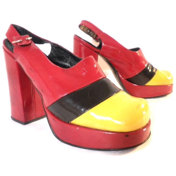 PRIMARY color block platform shoes... | Vintage Fashion Guild Forums
