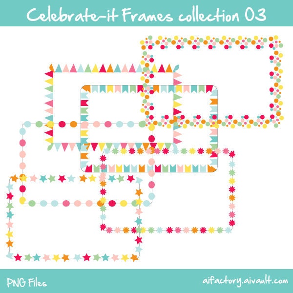 rectangle border frames celebrate-it collection 03 -  Commercial use and personal use clipart - confetti colors