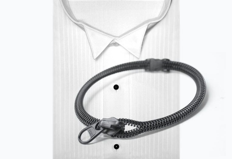 5 Groomsmen Necktie NEW Look , Curved zipper Formal WEDDINGS gift, black statement zipper jewelry.