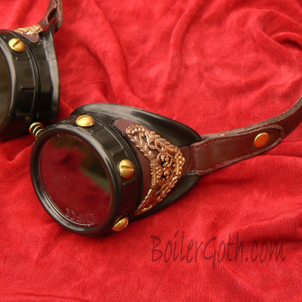 Steampunk Goggles of the Brass Hardware and Ox Blood